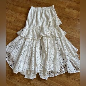 MISA Los Angeles Eyelet Cotton Skirt S